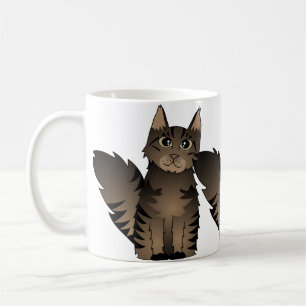 Cute Maine Coon Cat Cartoon - Brown Tabby Coffee Mug