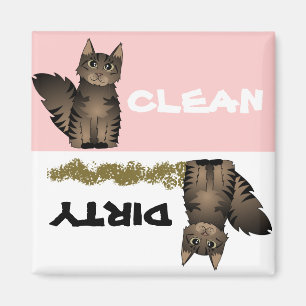 Cute Maine Coon Cat Clean Dirty Dishwasher Magnet