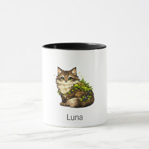 Cute Maine Coon Cat Custom Name Two-Tone Mug