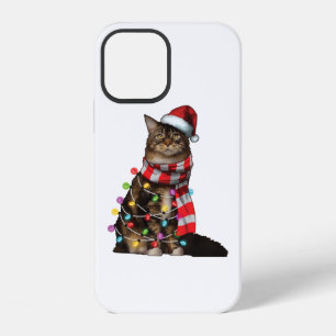 Cute Maine Coon Cat Funny Xmas Holiday Gift iPhone 12 Case