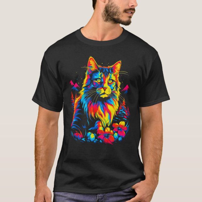 Cute Maine Coon Cat T-Shirt (Front)