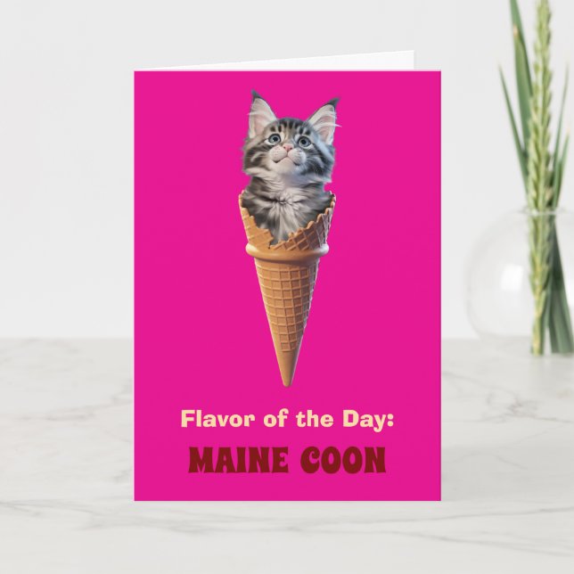 Cute Maine Coon Cone Greeting Card (Front)