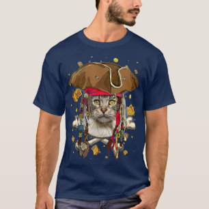 Cute Maine Coon Pirate Skeleton Halloween T-Shirt