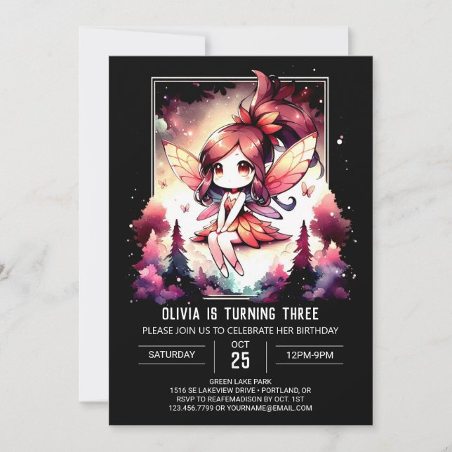Cute Majestic Fairy Birthday Invitation (Front)