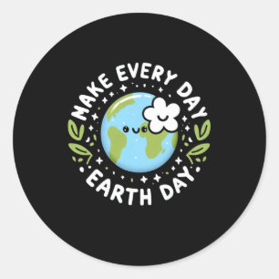 Cute Make Everyday Earth Day Kids Classic Round Sticker