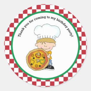 Cute Make Your Own Pizza Party Boy Thank You Favou Classic Round Sticker