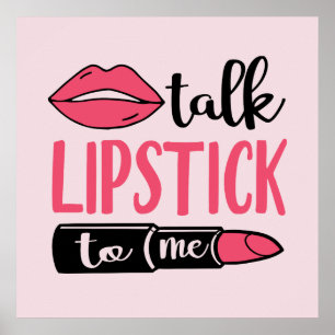 cute makeup artist lipstick word art poster