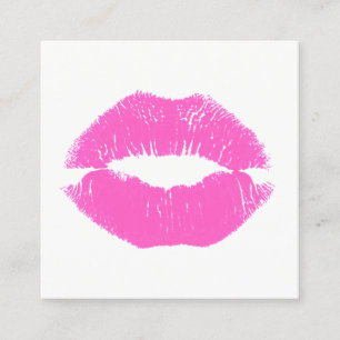 Cute Makeup Artist Pink Kissing Lips Beauty Square Business Card