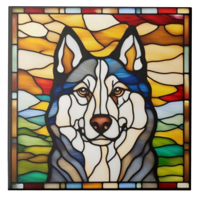 Cute Malamute Decorative Ceramic Tile (Front)