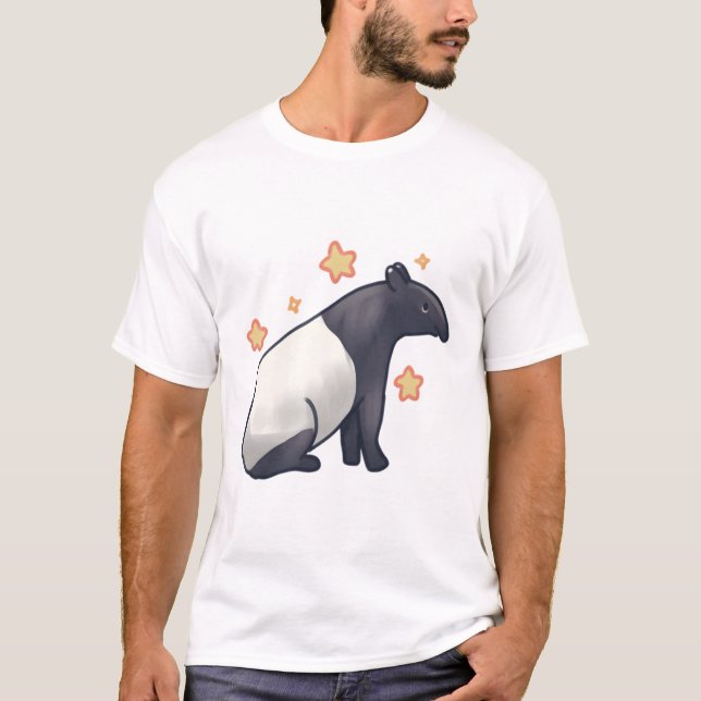 Cute Malayan Tapir drawing T-Shirt (Front)