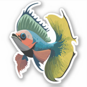 Cute Male Beta Fish Cartoon Charactor
