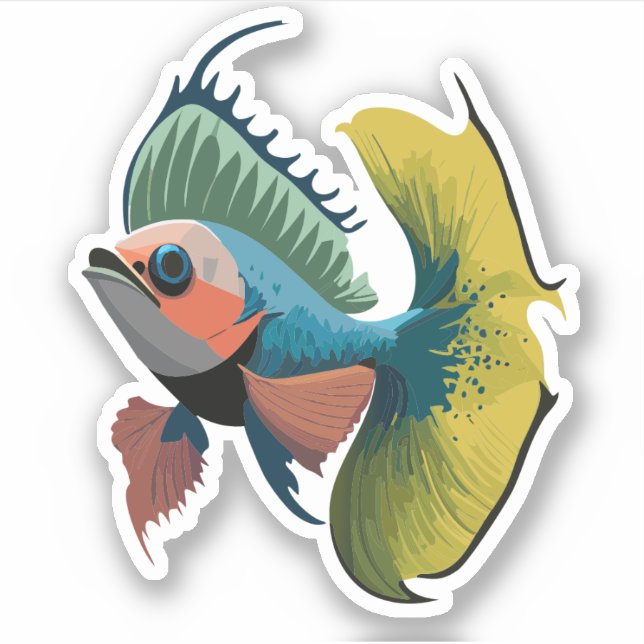 Cute Male Beta Fish Cartoon Charactor (Front)