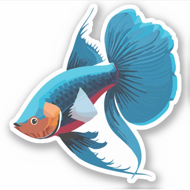 Cute Male Beta Fish Cartoon Charactor (Front)