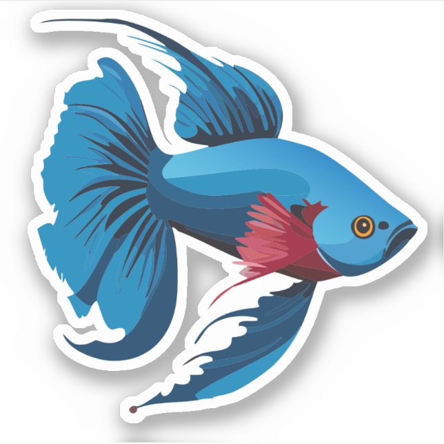 Cute Male Beta Fish Cartoon Charactor (Front)