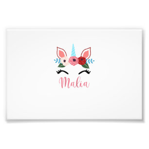 Cute Malia Magical Floral Unicorn For Girls T-Shir Photo Print