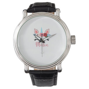 Cute Malia Magical Floral Unicorn For Girls T-Shir Watch