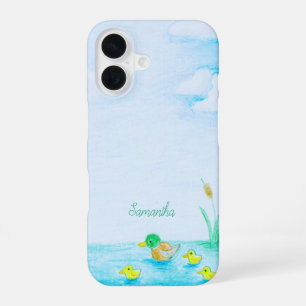 Cute Mallard Duck Personalised iPhone 16 Case