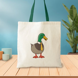 Cute Mallard Duck White Collar Necktie Tote Bag