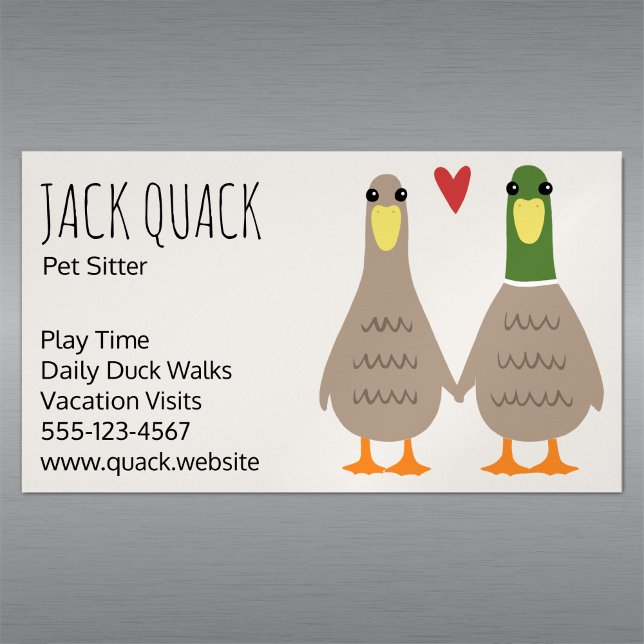 Cute Mallard Ducks Couple Holding Hands | Funny Magnetic Business Card (Creator Uploaded)