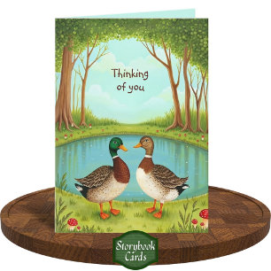 Cute Mallard Ducks Forest Pond Scene Friendship Card