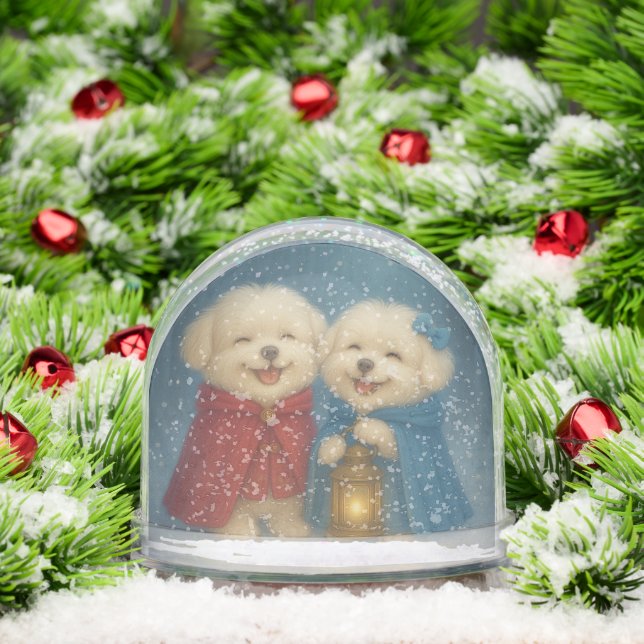 Cute Maltese Christmas Dogs in Snow Globe (Christmas)