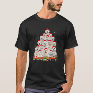 Cute Maltese Christmas Tree Dog Santa Xmas Tee Fun