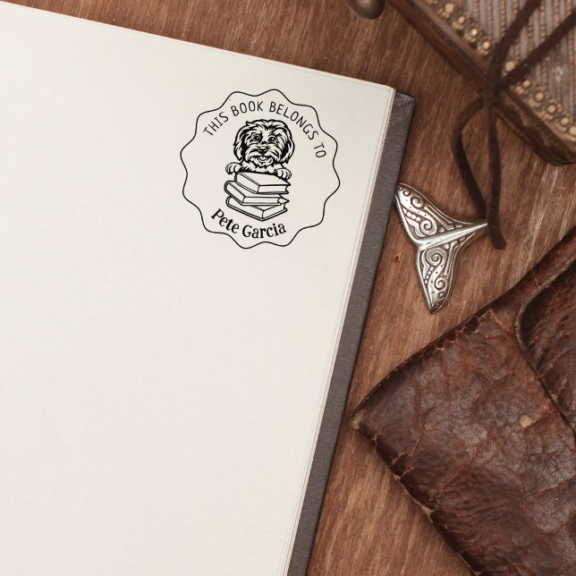  Cute Maltese Dog Book Rubber Stamp (Creator Uploaded)