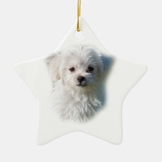 Cute Maltese Dog Ceramic Ornament