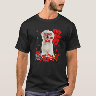 Cute Maltese Dog Funny Heart Valentine's Day Dog M T-Shirt