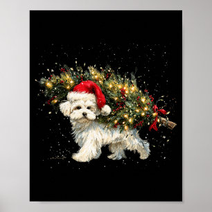 Cute Maltese Dog In A Christmas Tree For Men Women Poster