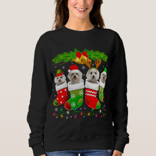Cute Maltese Dog In Sock Christmas Santa Xmas Dog Sweatshirt