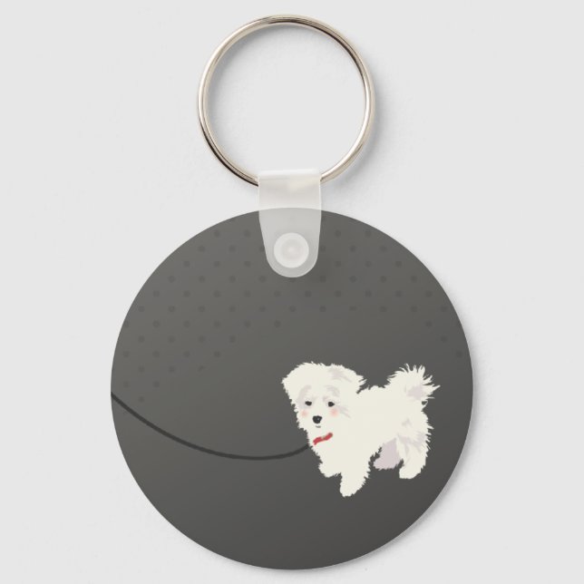 Cute Maltese Dog Key Ring (Front)