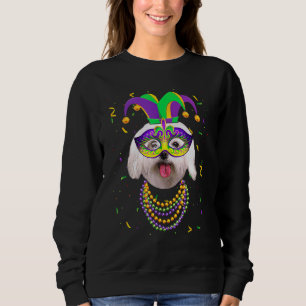 Cute Maltese Dog Mardi Gras Festival Mask Beads_1 Sweatshirt