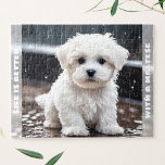 Cute Maltese Dog Puppy Fall Rain Custom Name Jigsaw Puzzle<br><div class="desc">Cute jigsaw puzzle featuring an adorable watercolor dog Maltese puppy in the rain. Makes a cute personalised stocking stuffer or birthday gift for kids and all the dog lovers. Comes with a cardboard carry-case with a puzzle image printed on the lid! Easily personalise the text or leave it blank. -...</div>