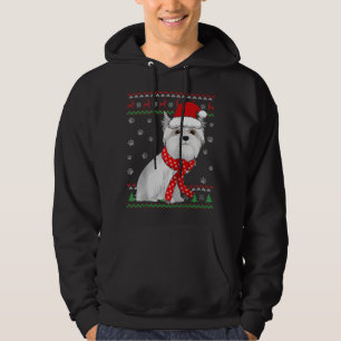 Cute Maltese Dog Ugly Christmas Sweater Santa Hat