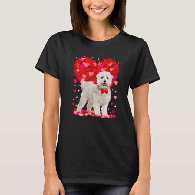 Cute Maltese Dog Valentines Day Heart Puppy Lover  T-Shirt (Front)