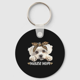 Cute maltese mum leopard mama dog lovers funnyCute Key Ring