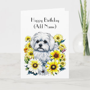Cute Maltese Personalised Birthday Card