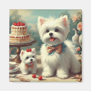 Cute Maltese Puppy Painting Magnet