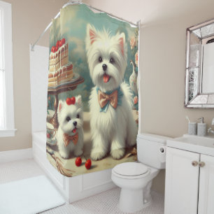 Cute Maltese Puppy Painting Shower Curtain