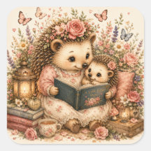 Cute Mama & Baby Hedgehog Cosy Cottagecore