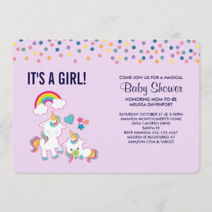 Cute Mama & Baby Unicorn Magical Baby Shower Invitation