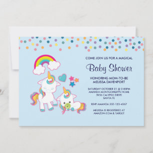 Cute Mama & Baby Unicorn Magical Baby Shower Invitation