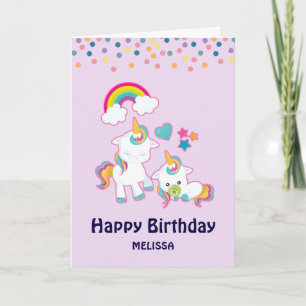 Cute Mama & Baby Unicorn Magical Birthday Card