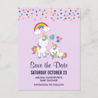 Cute Mama & Baby Unicorn Magical Save the Date