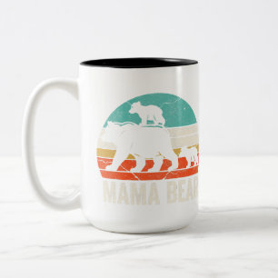 cute mama bear 2 cubs  mama bear twin t mom 2 kids Two-Tone coffee mug