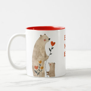 Cute Mama Bear& Cub Best Mom Ever Mother's Day Two-Tone Coffee Mug
