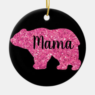 Cute Mama bear design mothers day gift black Ceramic Ornament