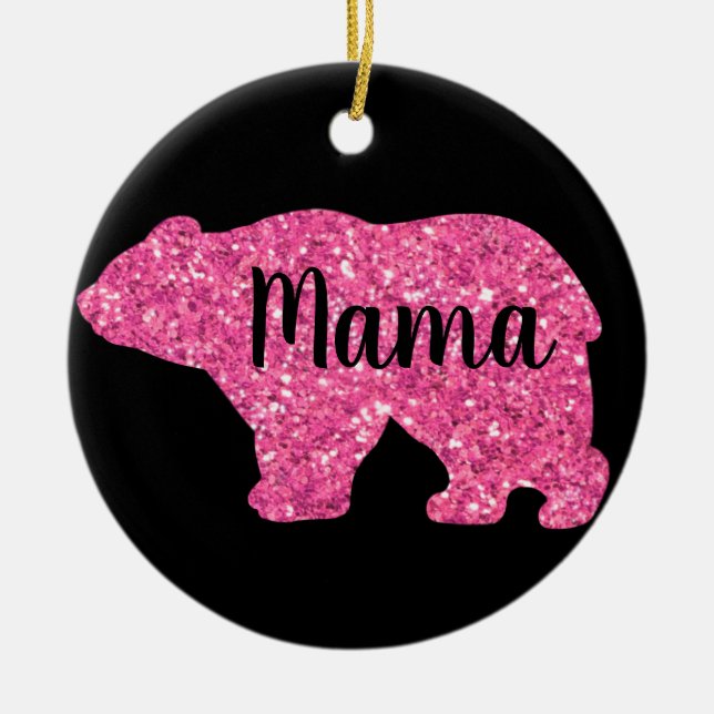 Cute Mama bear design mothers day gift black Ceramic Ornament (Front)