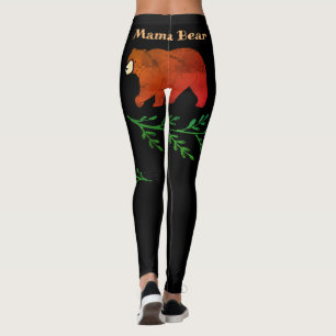 Cute Mama Bear Quote Safari Orange Black Leggings